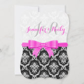 ピンクリボンブラックとホワイトのダマ結婚ーズ 招待状 (裏面)