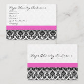 ピンクリボンブラックとホワイトダマスクフローラ- 名刺 (正面/裏面)