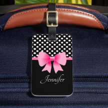 ピンクリボンブラック&ホワイト水玉模様