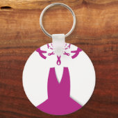ピンクリボンブレストガン認識度アートプリント キーホルダー (正面)