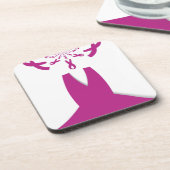 ピンクリボンブレストガン認識度アートプリント コースター (左側)