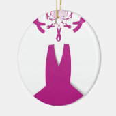 ピンクリボンブレストガン認識度アートプリント セラミックオーナメント (左)