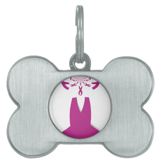 ピンクリボンブレストガン認識度アートプリント ペットネームタグ (正面)