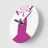 ピンクリボンブレストガン認識度アートプリント ラウンド壁時計 (傾斜)