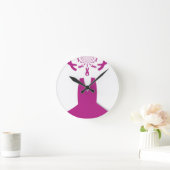 ピンクリボンブレストガン認識度アートプリント ラウンド壁時計 (ホーム)