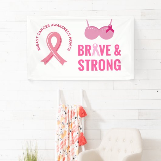ピンクリボンブレスト認識度勇敢で強 横断幕 (インサイチュ)