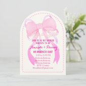 ピンクリボンベビシャワーアーチホワイト 招待状 (スタンド正面)