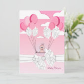 ピンクリボンベビーガールシャワー招待状 招待状 (スタンド正面)