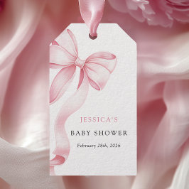 ピンクリボンベビーシャワーメッセージカード ギフトタグ