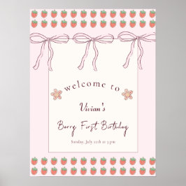 ピンクリボンベリーファースト誕生日へようこそ ポスター