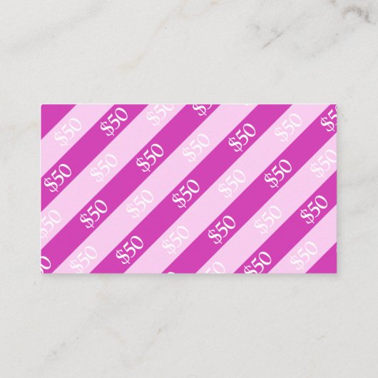 ：ピンクリボンボウビジネスギフト50ドルのギフト券 割引カード (裏面)