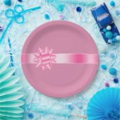 ピンクリボンボウ誕生日 ペーパープレート (パーティー)