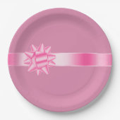 ピンクリボンボウ誕生日 ペーパープレート (正面)