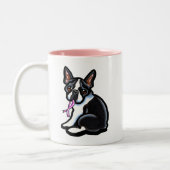 ピンクリボンボストンテリア ツートーンマグカップ (左)