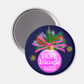 ピンクリボンボーブル マグネット (正面/裏面)