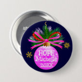 ピンクリボンボーブル 缶バッジ (正面&裏面)