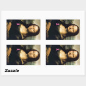 ピンクリボンモナリザ 長方形シール (シート)