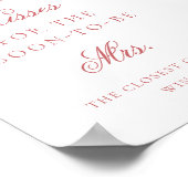 ピンクリボンリボン数キスブライダルシャワー記号 ポスター (角)