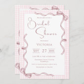 ピンクリボンヴィンテージブライダルシャワー 招待状 (正面/裏面)