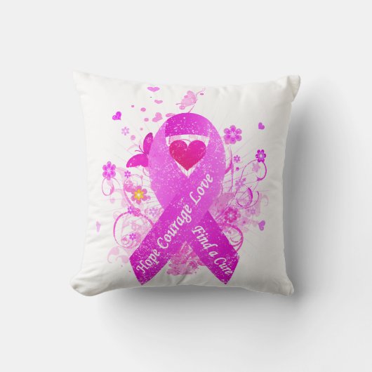 ピンクリボンヴィンテージ クッション (正面)