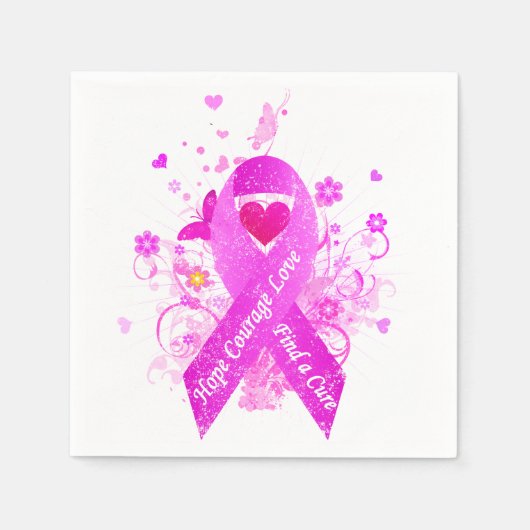 ピンクリボンヴィンテージ スタンダードカクテルナプキン (正面)