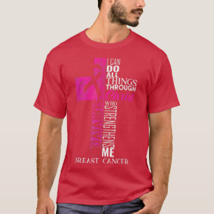 ピンクリボン乳がん生存者クリスチャン・クロス Tシャツ