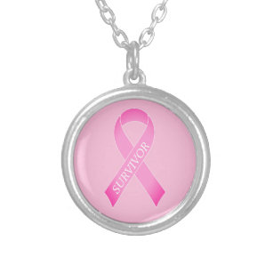ピンクリボン乳がん認識度名前をカスタムする シルバープレートネックレス