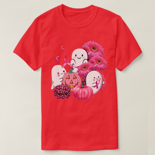 ピンクリボン乳がん認識度幽霊女性き Tシャツ (デザイン正面)