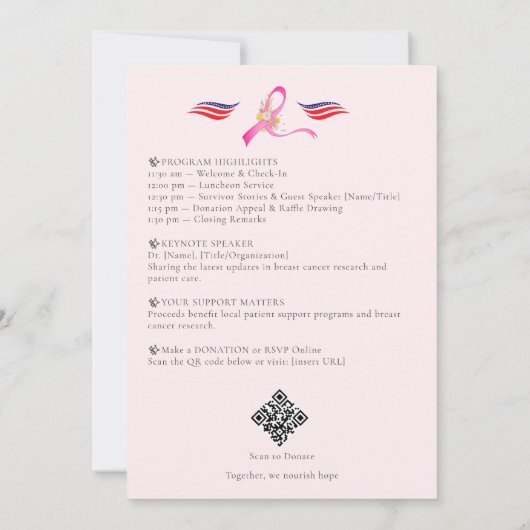 ピンクリボン乳がん認識度昼食会 招待状 (裏面)