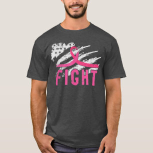 ピンクリボン乳がん認識度米国国旗 Tシャツ