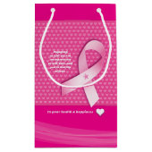 ピンクリボン乳がん認識度自己気に愛 スモールペーパーバッグ (裏面)