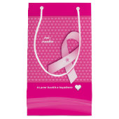 ピンクリボン乳がん認識度自己気に愛 スモールペーパーバッグ (正面)