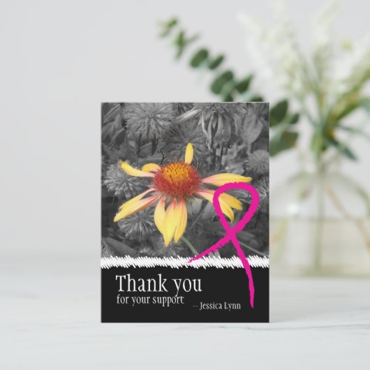 ピンクリボン乳癌ありがとうはがき ポストカード (スタンド正面)