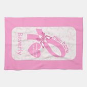 ピンクリボン乳癌の生存者とピンク縁ど キッチンタオル (横)