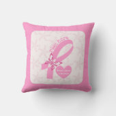 ピンクリボン乳癌の生存者とピンク縁ど クッション (裏面)