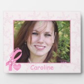 ピンクリボン乳癌の生存者とピンク縁ど フォトプラーク (正面)