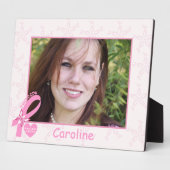 ピンクリボン乳癌の生存者とピンク縁ど フォトプラーク (側面)