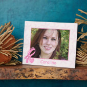 ピンクリボン乳癌の生存者とピンク縁ど フォトプラーク (側面)