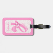 ピンクリボン乳癌の生存者とピンク縁ど ラゲッジタグ (裏面横)