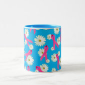 ピンクリボン及びデイジーデザイン ツートーンマグカップ (中央)