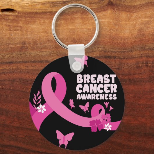 ピンクリボン女性がん乳がん認識度 キーホルダー (正面)