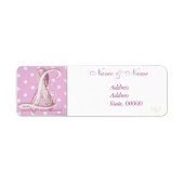 ピンクリボン水玉模様住所 シールカスタマイズ- ラベル (正面)