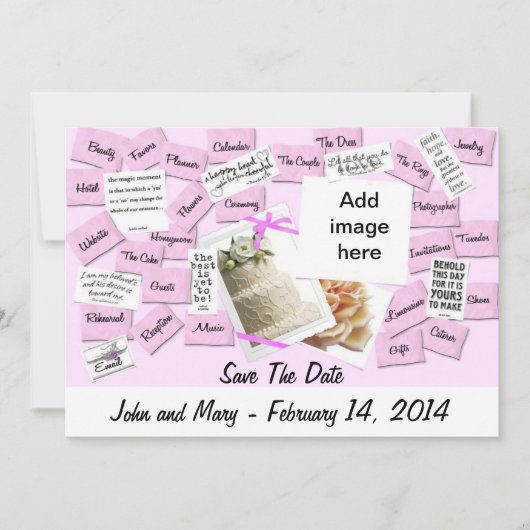 ピンクリボン結婚ズケーキ セーブザデート (正面)