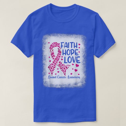 ピンクリボン蝶、信仰の希望の愛の胸C Tシャツ (デザイン正面)