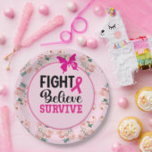 ピンクリボン認識度プラン付き乳がん紙 ペーパープレート (パーティー)