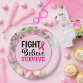 ピンクリボン認識度プラン付き乳がん紙 ペーパープレート (パーティー)