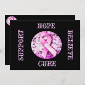 ピンクリボン認識度勇気付けられるカード 招待状 (正面/裏面)