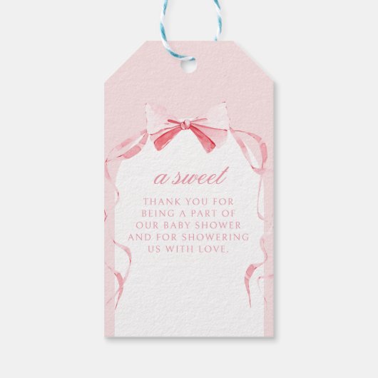 ピンクリボン赤ちゃんシャワー感謝していユーメッセージカード ギフトタグ (裏面)