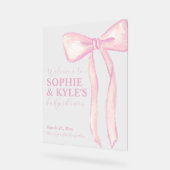 ピンクリボン赤ちゃんシャワー歓迎サイン アクリルサイン (傾斜)