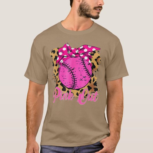 ピンクリボン運動 乳がん啓発 面白いピンクのTシャツ Tシャツ (正面)